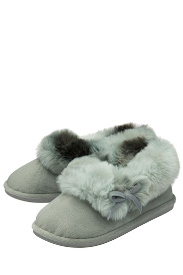 Dunlop Grey Ladies Faux Fur Full Slippers