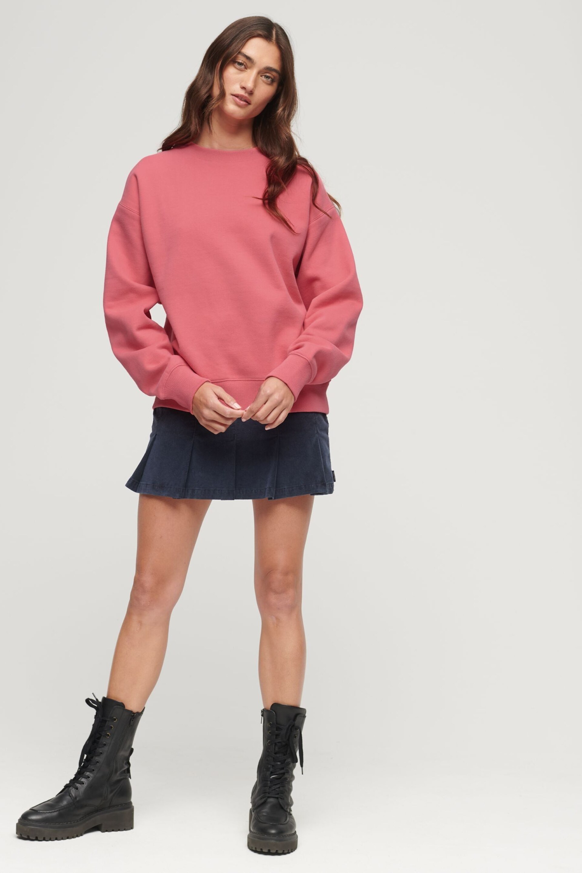 Superdry Pink Essential Logo Relaxed Fit Sweatshirt - Image 2 of 6