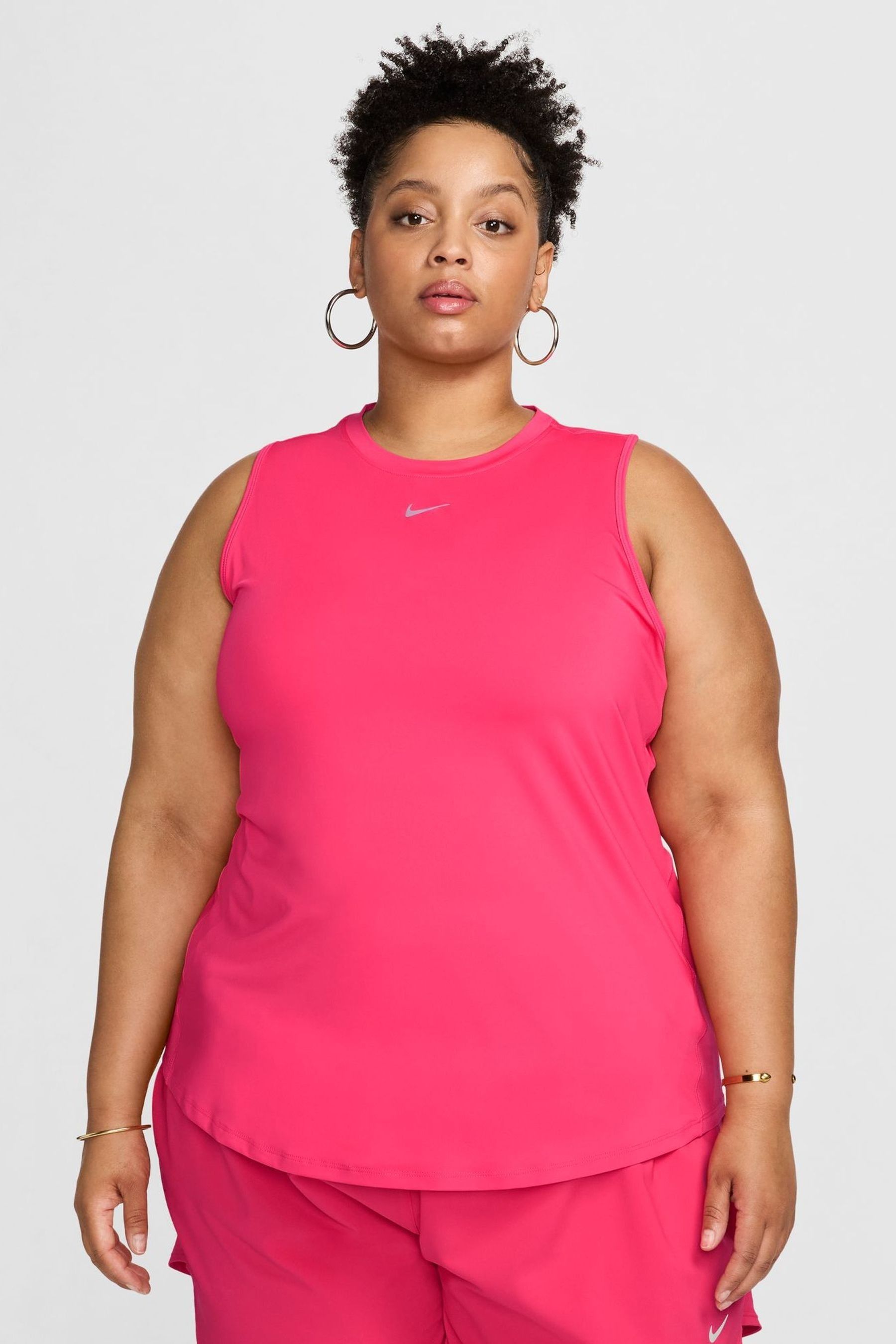 Nike Bright Pink Curve One Classic Dri FIT Fitness Tank Top