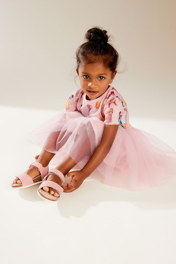 Pink Short Sleeve Disney Princess Twofer Dress (3mths-7yrs)