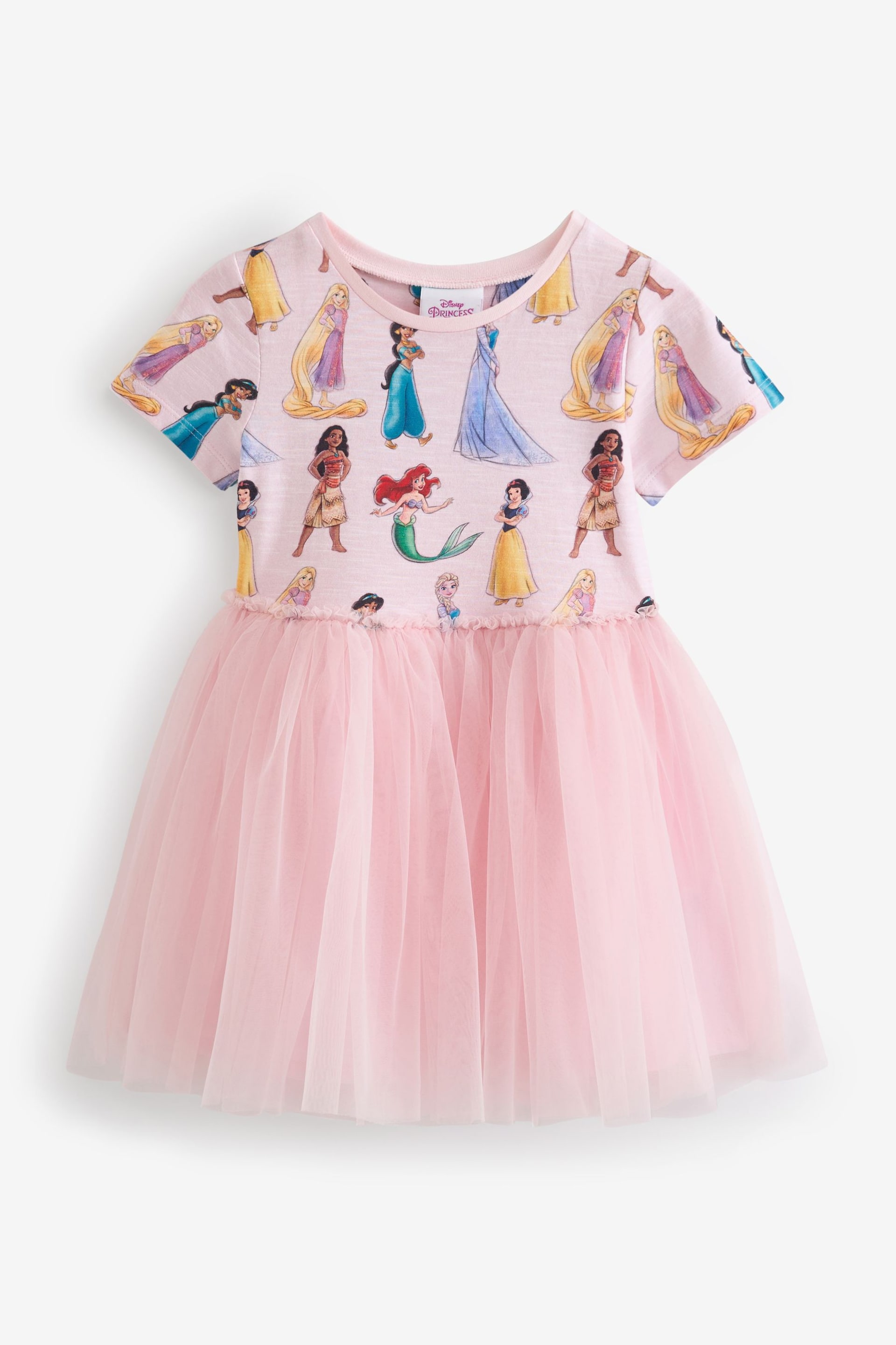 Pink Short Sleeve Disney Princess Twofer Dress (3mths-7yrs) - Image 6 of 8
