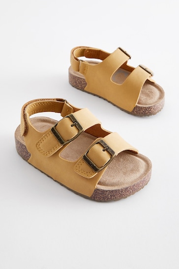 Yellow Standard Fit (F) Double Buckle Cushioned Footbed Sandals