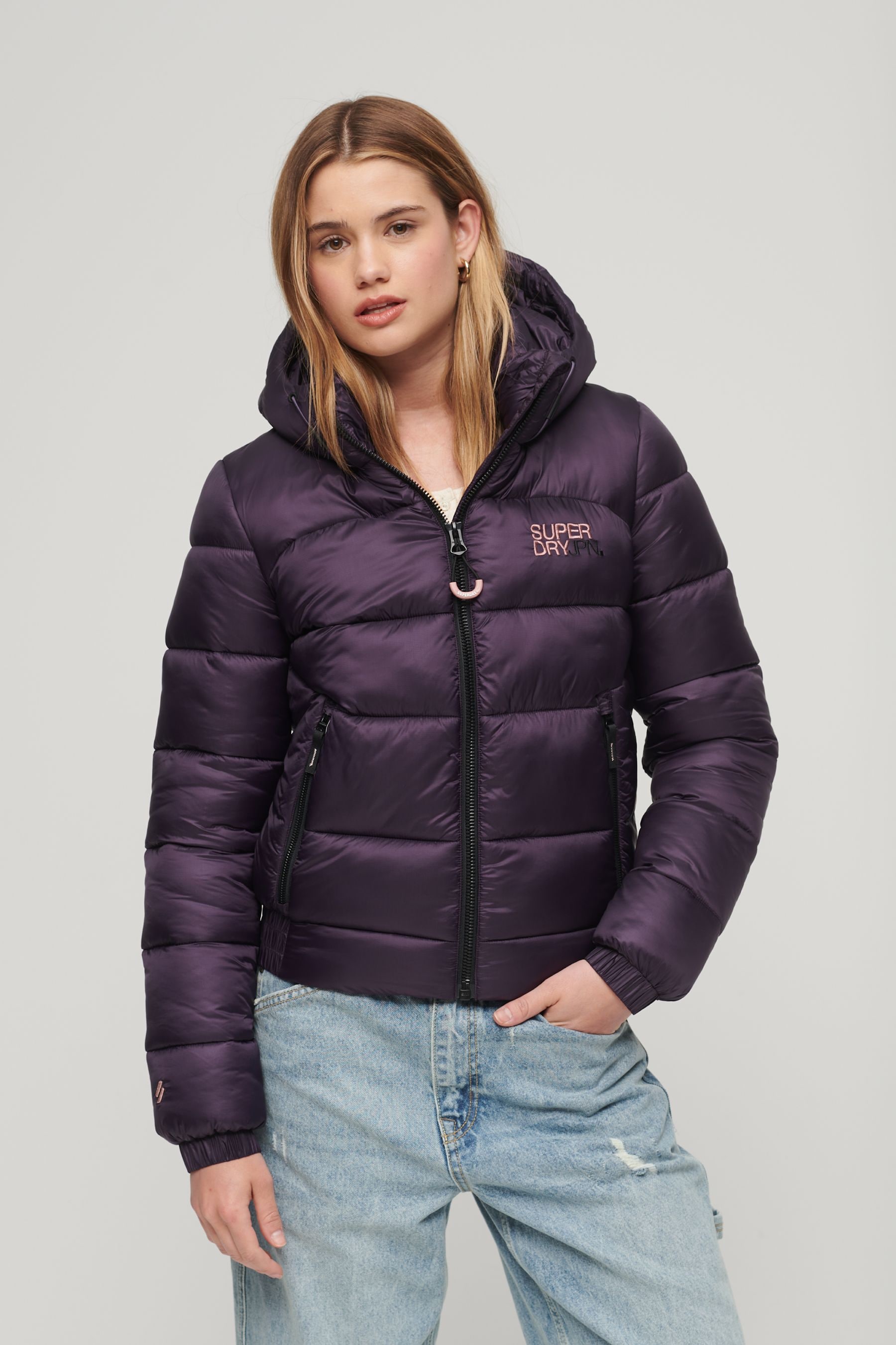 Buy Superdry Purple Sports Puffer Bomber Jacket from Next Luxembourg