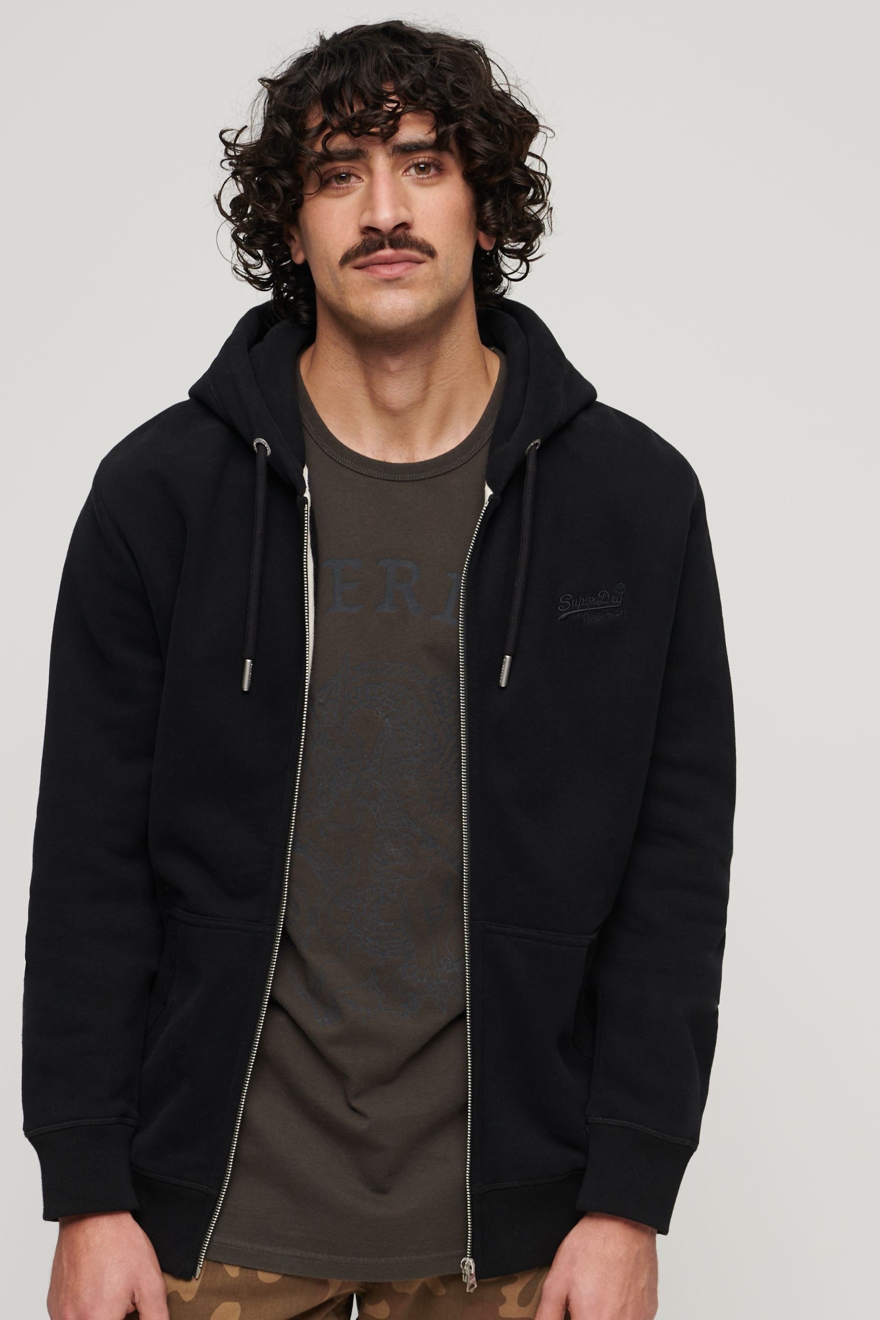 Superdry black zip up hoodie best sale