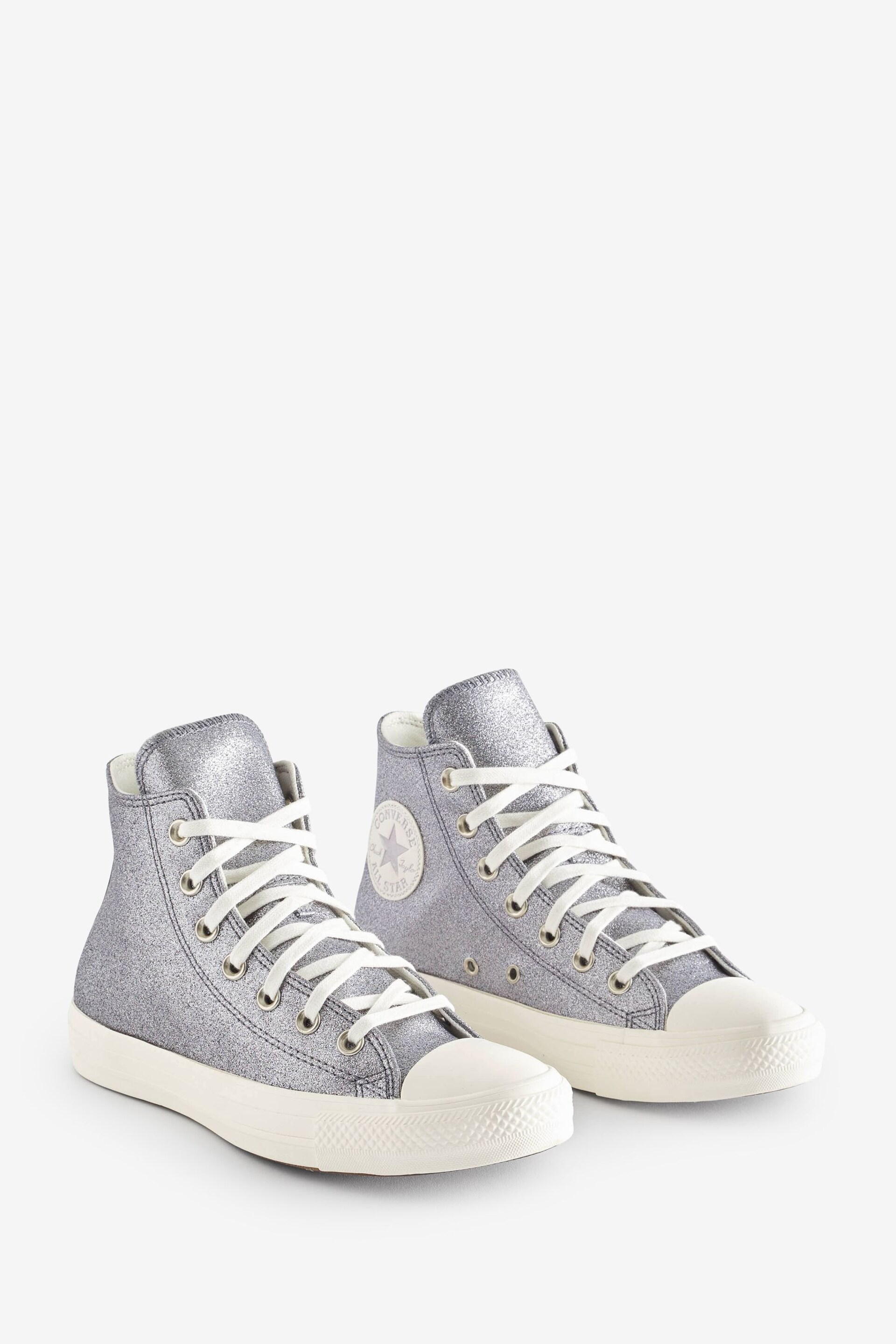 Converse Silver Silver Glitter High Top Trainers - Image 3 of 9