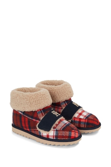 Tommy Hilfiger Red Tartan Check Boot Slippers