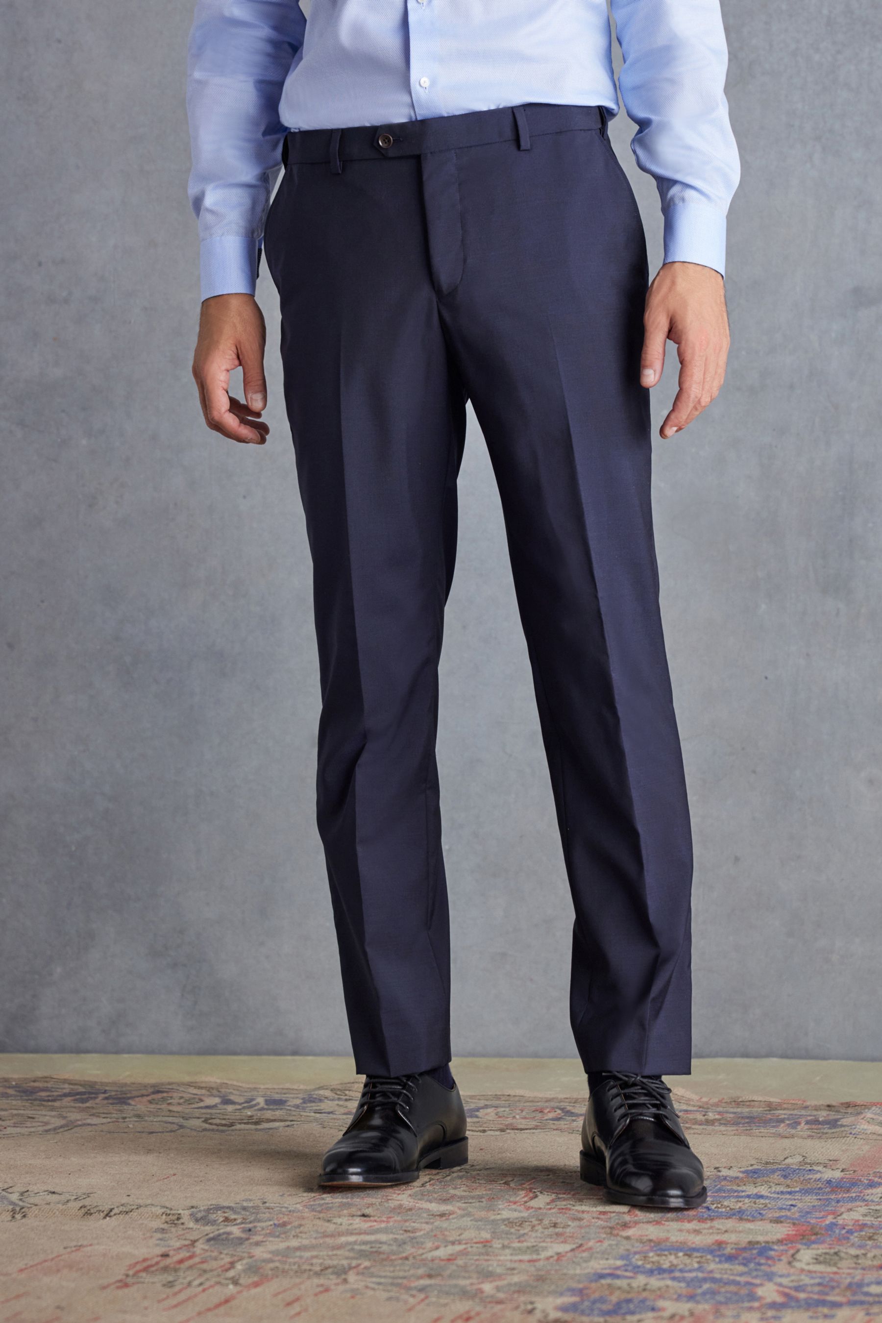 Buy Navy Blue Regular Fit Signature Tollegno Wool Suit Trousers from Next Luxembourg