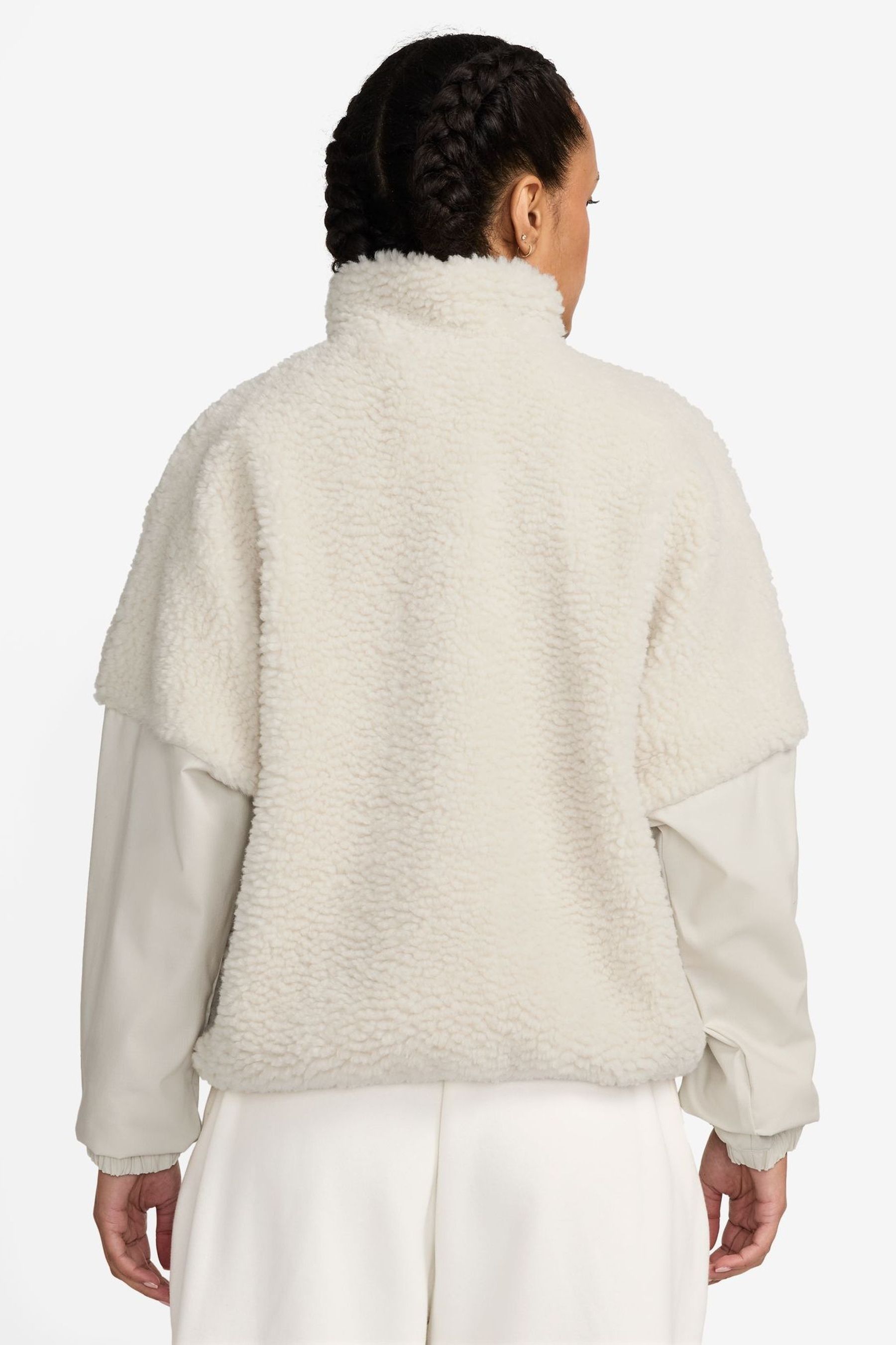 Buy Nike Cream Oversized Cosy Borg Fleece Zip Up Jacket from the Next UK online shop