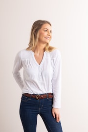 Lakeland Clothing 100% Cotton Caroline Nehru White Blouse - Image 4 of 6