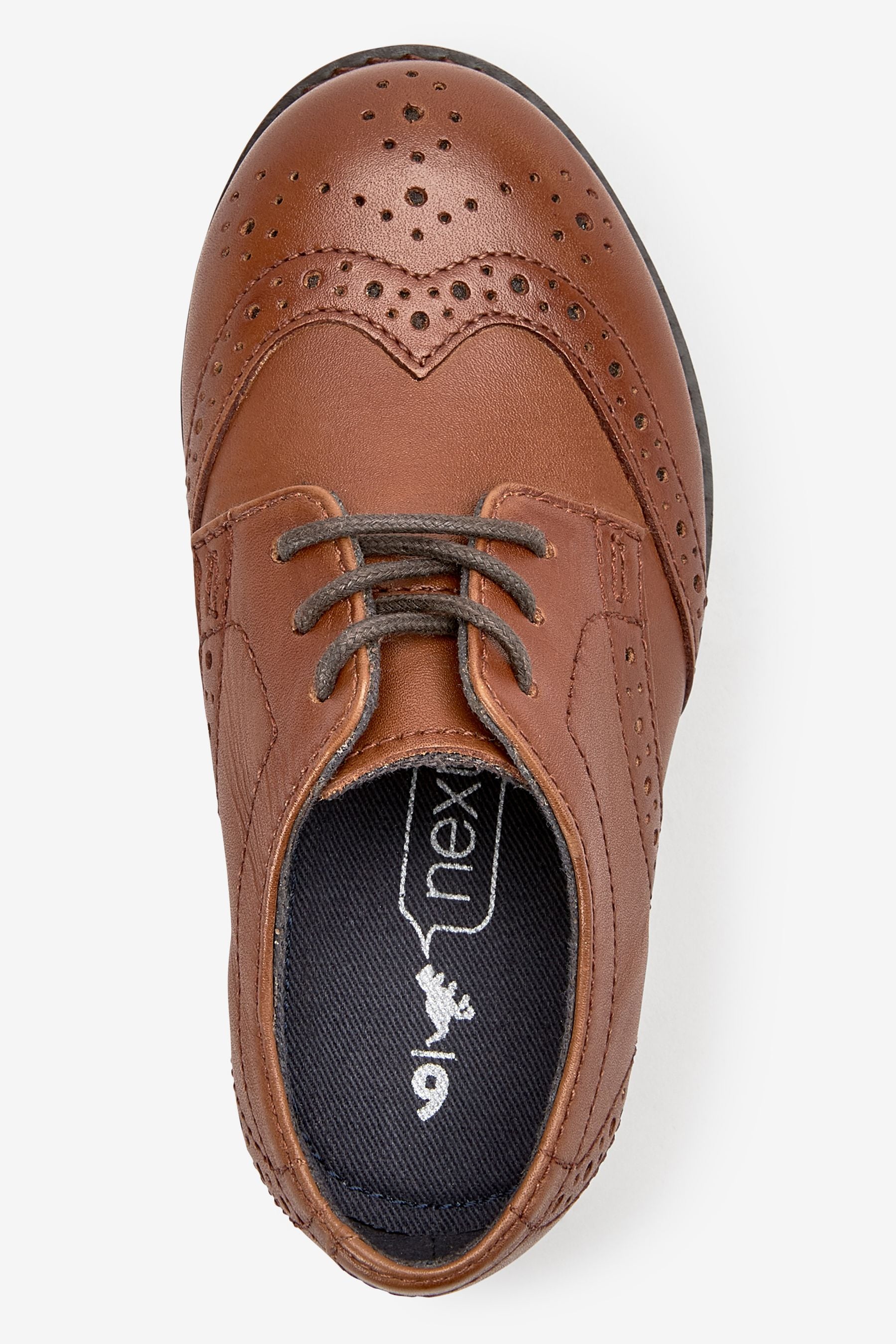 Tan Brown Standard Fit F Leather Brogue Shoes