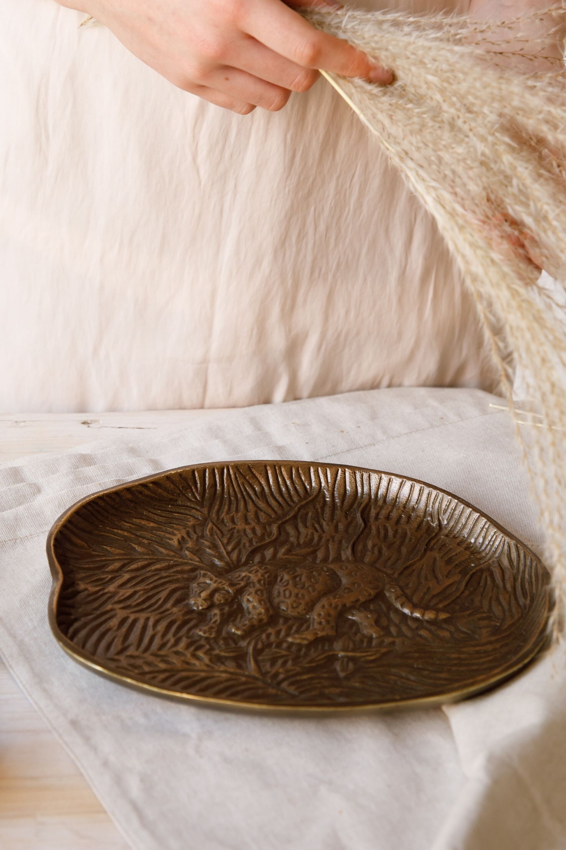 Artesa Gold Embossed Leopard Design Serving Platter - Image 1 of 2