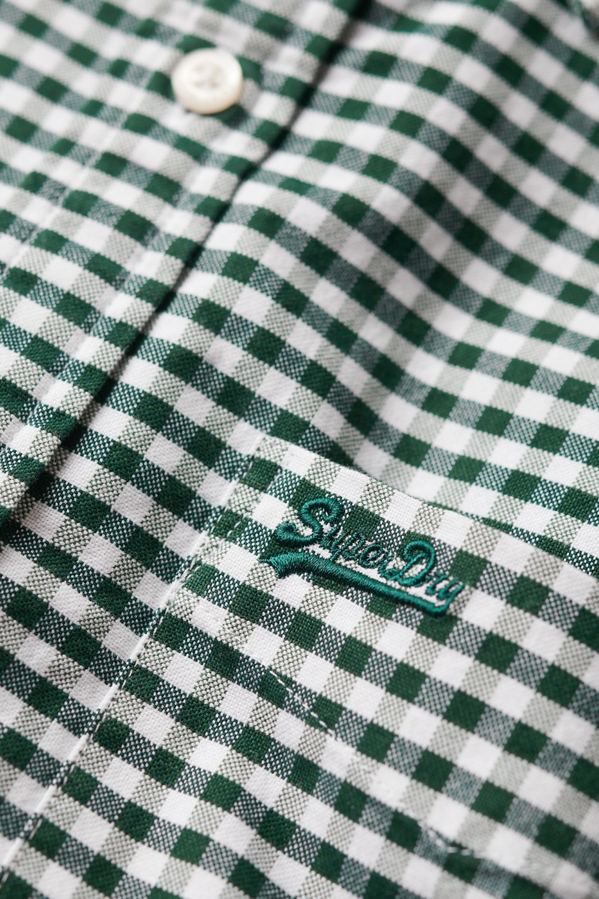 Superdry Green Vintage Washed Oxford Shirt - Image 6 of 6