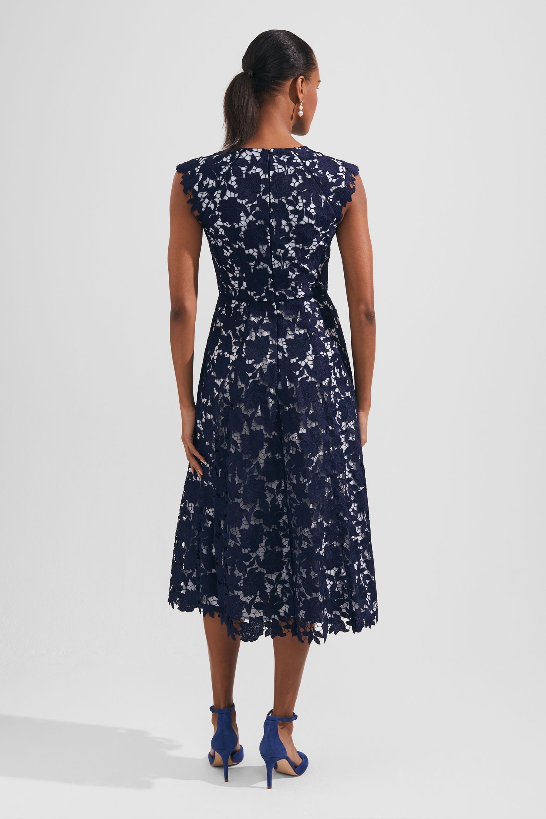 Lipsy all over lace flute hem midi dress hotsell