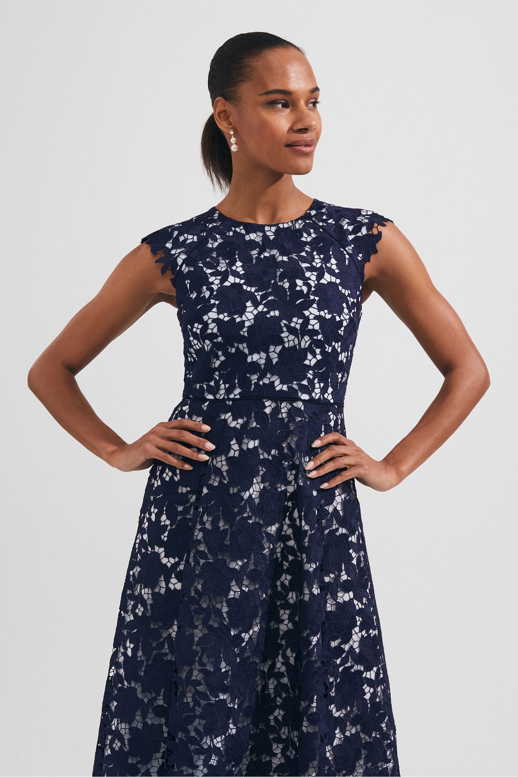 Hobbs navy blue dress discount