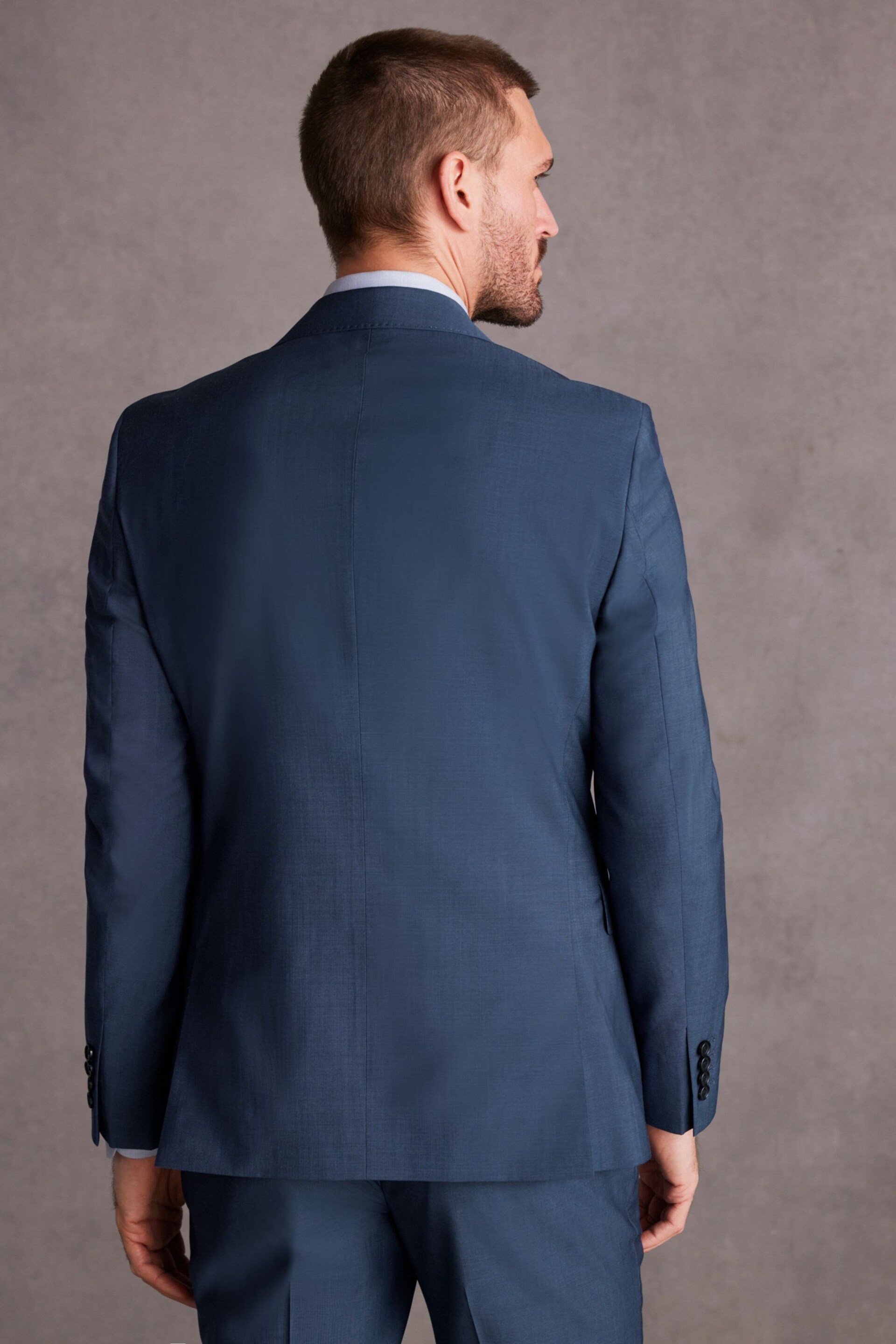 Light Blue Light Blue Slim Fit Signature Tollegno Wool Plain Suit Jacket - Image 3 of 10