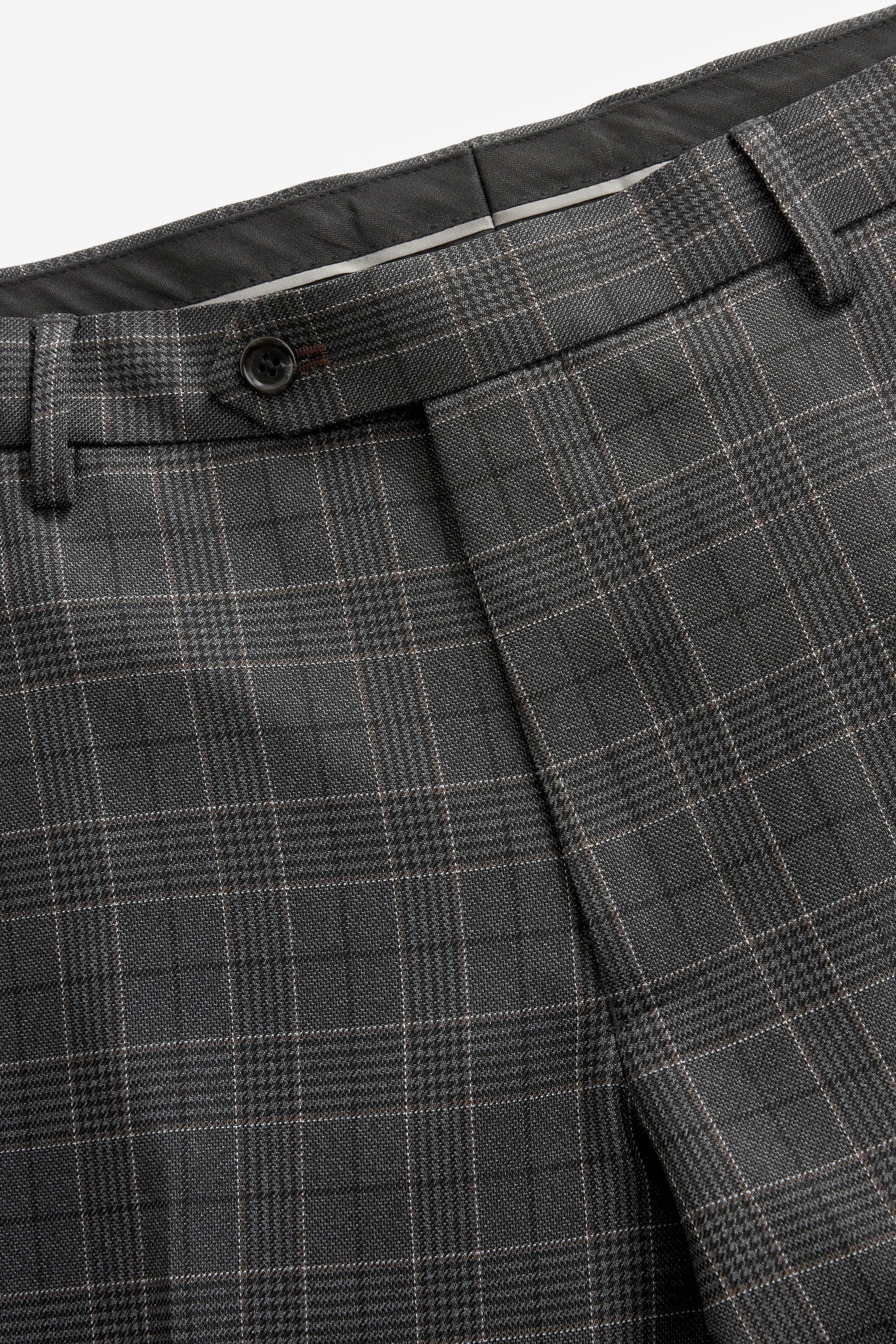 Buy Charcoal Grey Tailored Fit Trimmed Check Suit Trousers from the Next UK online shop
