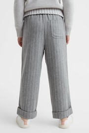 Reiss Grey Faye Junior Wool Blend Striped Elasticated Trousers - Image 5 of 6