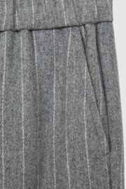 Reiss Grey Faye Junior Wool Blend Striped Elasticated Trousers - Image 6 of 6