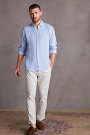 Light Blue Regular Fit Signature Linen Shirt - Image 2 of 7
