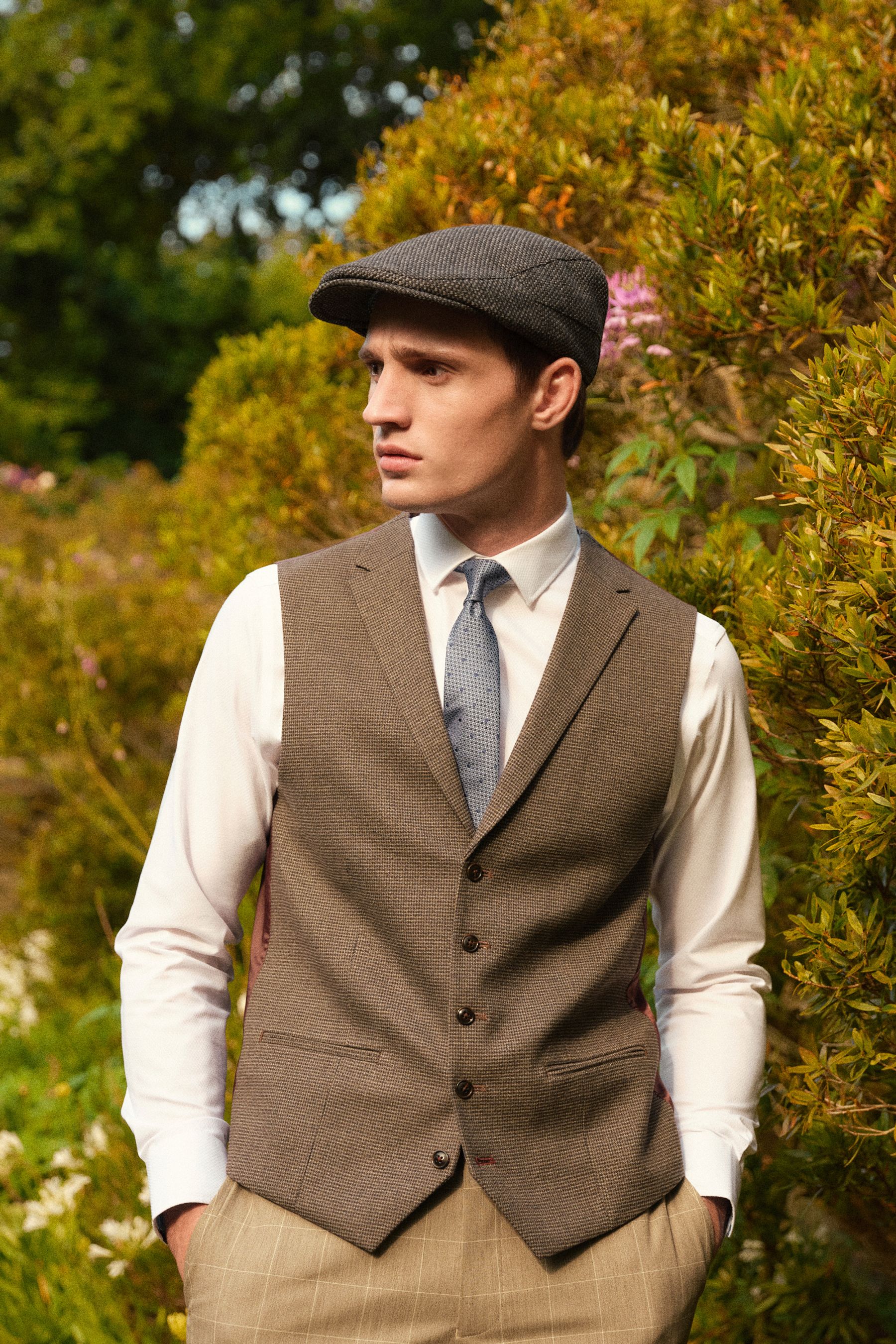 Buy Taupe Brown Regular Fit Trimmed Check Suit Waistcoat from the Next UK online shop
