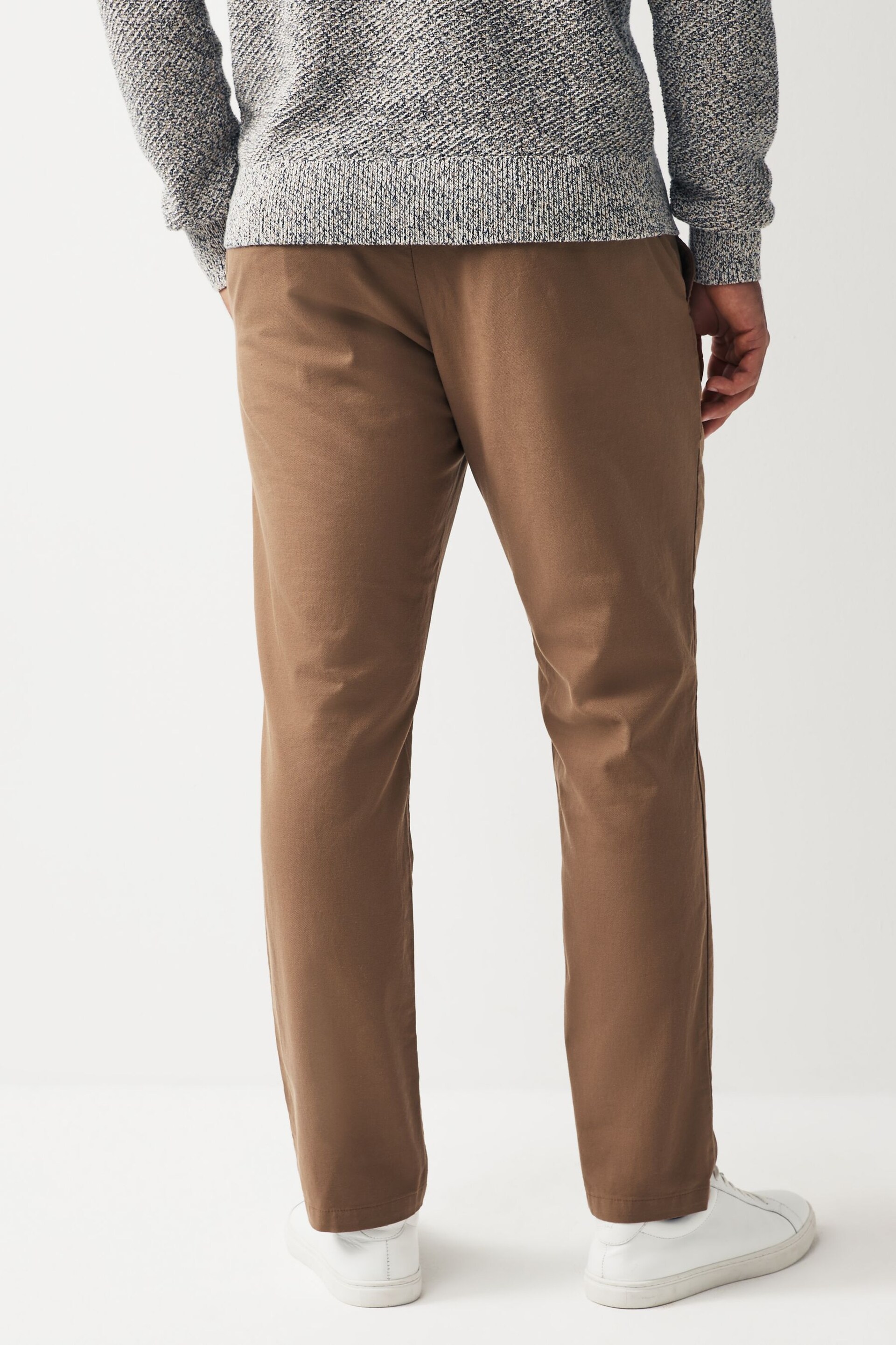 Tan Brown Slim Smart Textured Chino Trousers - Image 4 of 9