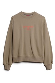 Superdry Cream Embroidered Loose Crew Sweatshirt - Image 4 of 6