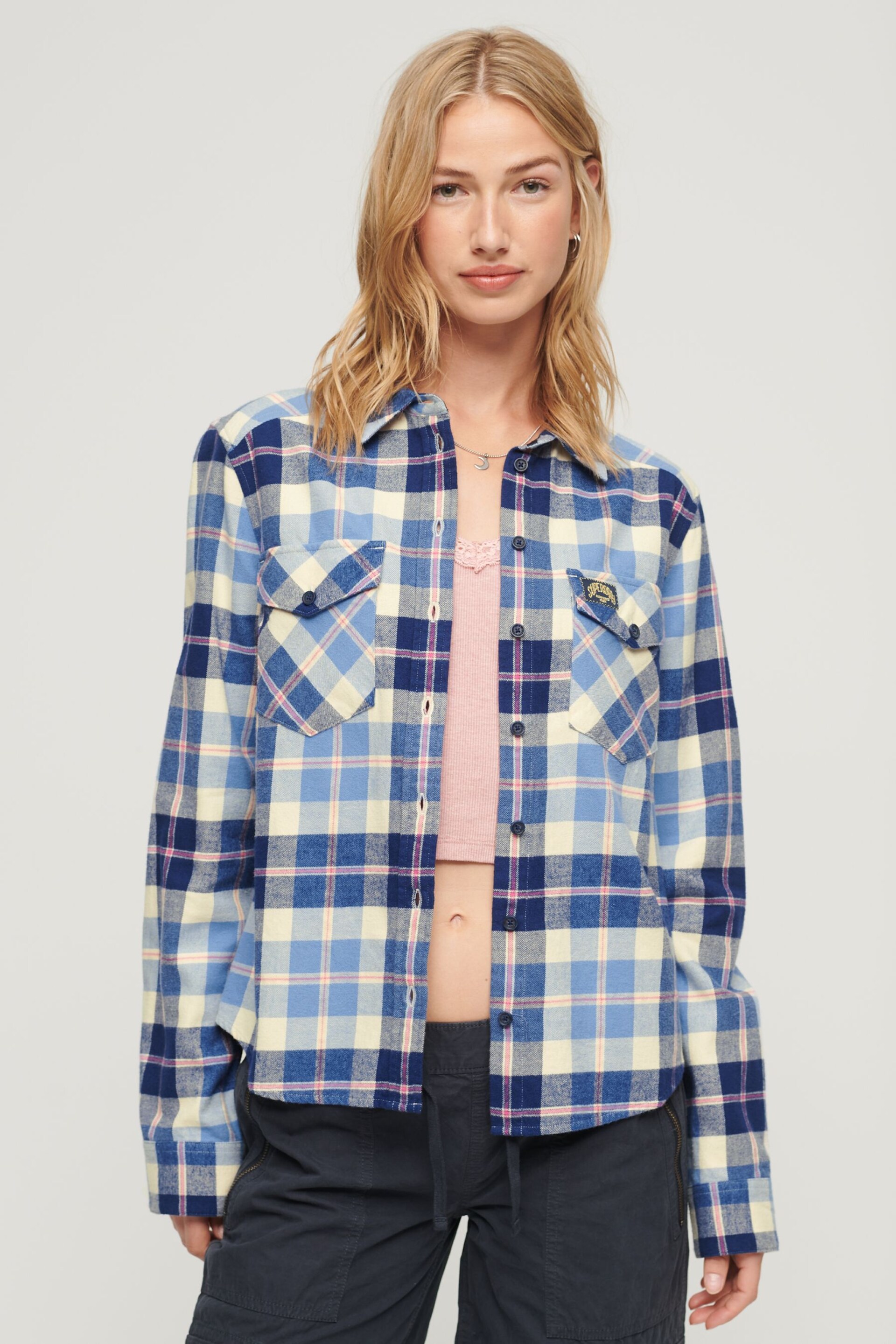 Superdry Blue Lumberjack Check Flannel Shirt - Image 1 of 3