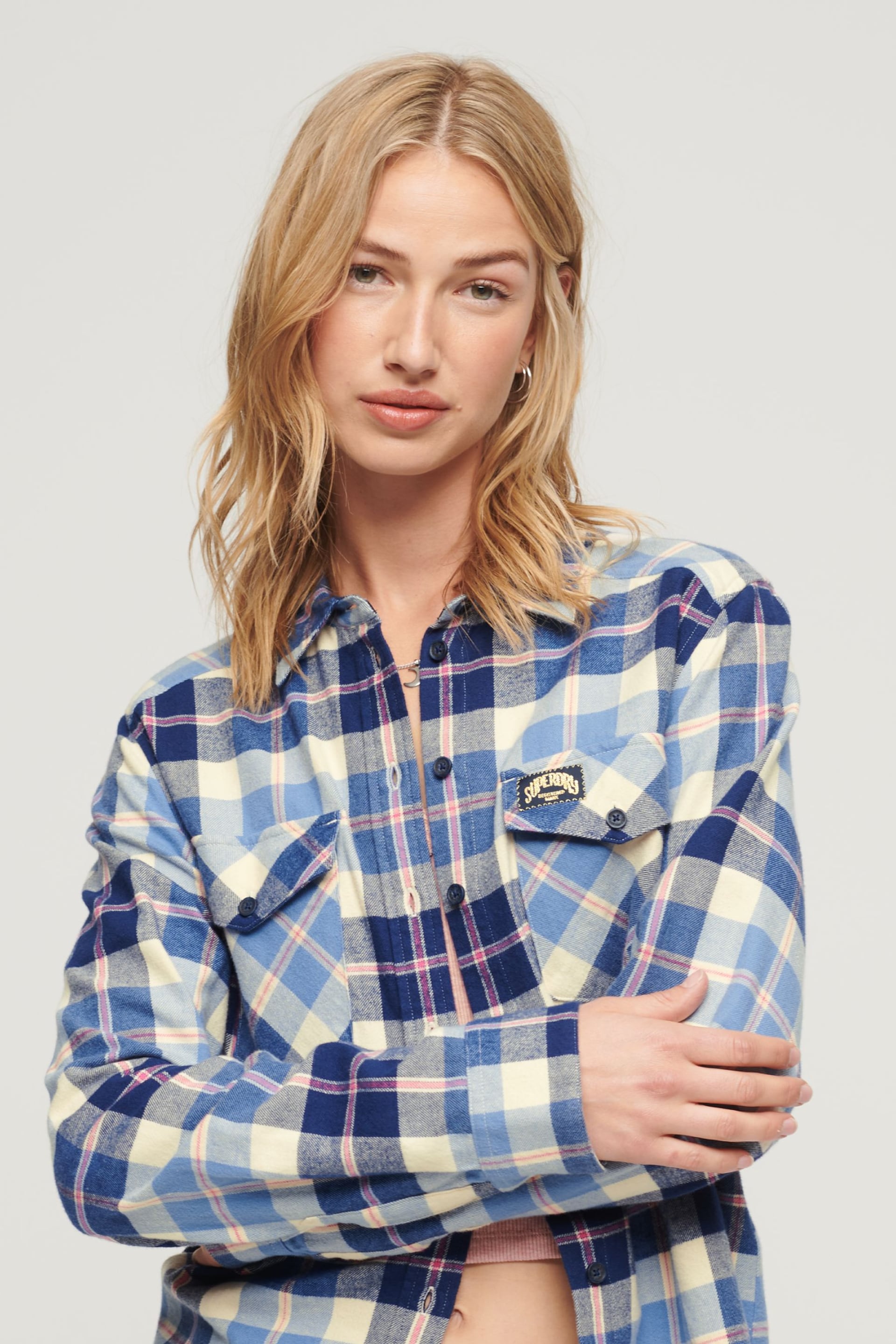 Superdry Blue Lumberjack Check Flannel Shirt - Image 2 of 3