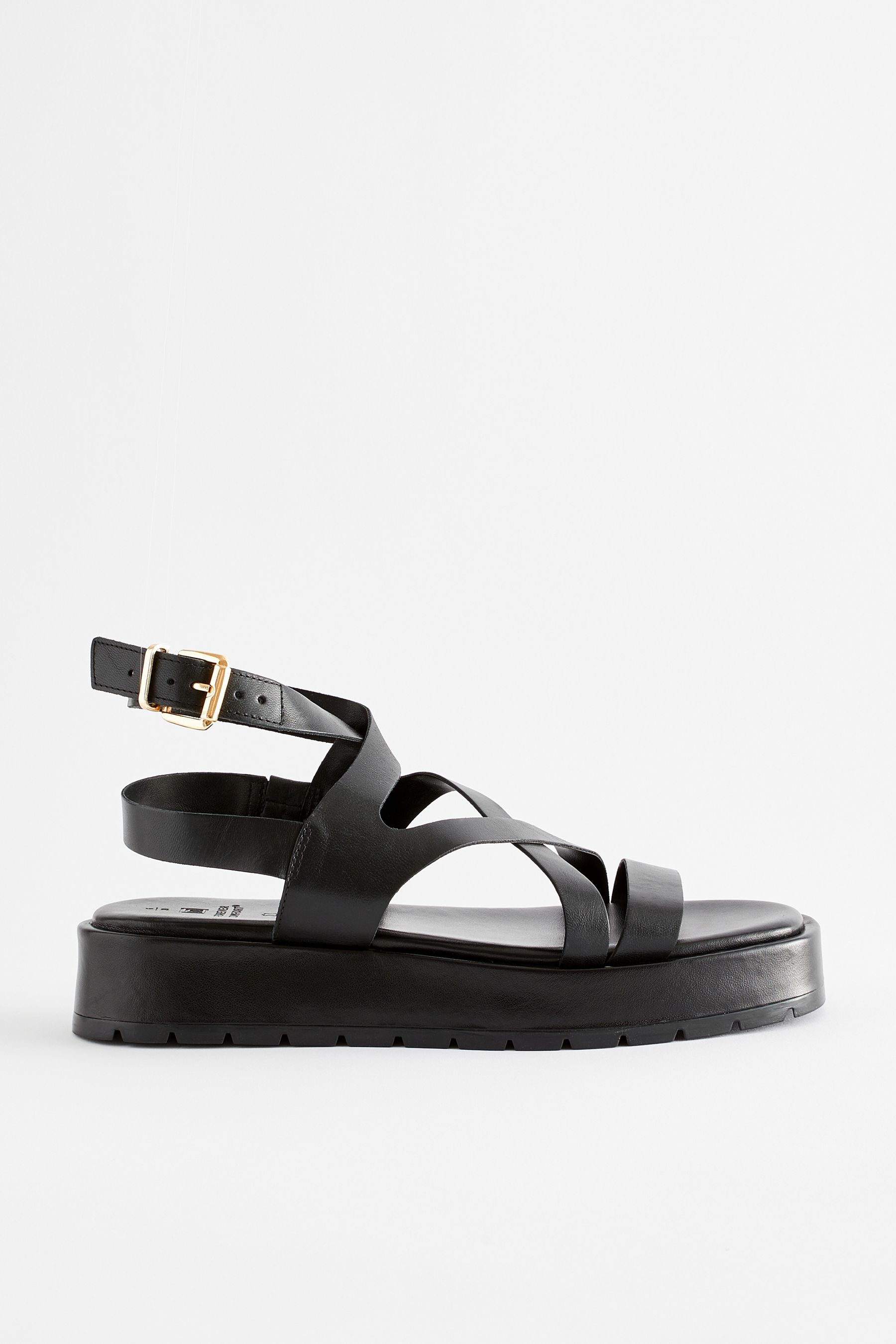 Black and white flatform sandals discount