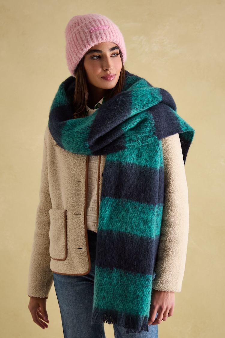 Joules Fenella Blue/Green Oversized Blanket Scarf - Image 1 of 3