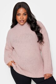 Yours Curve Pink High Neck Knitwear Jumper - Image 1 of 4