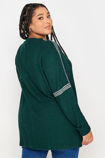 Yours Curve Green Studded Batwing Jumper