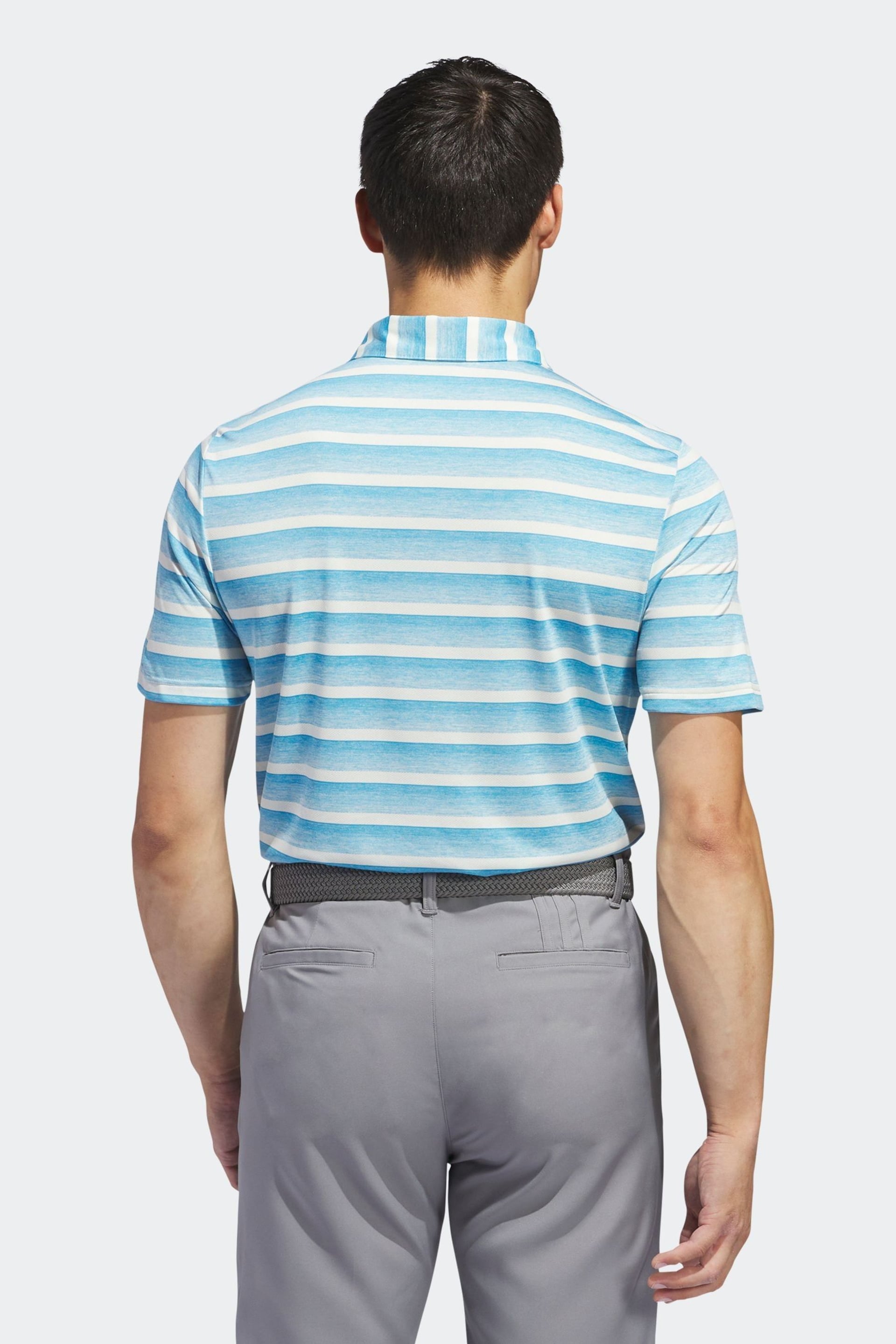 adidas Golf Two Colour Striped Polo Shirt - Image 2 of 7