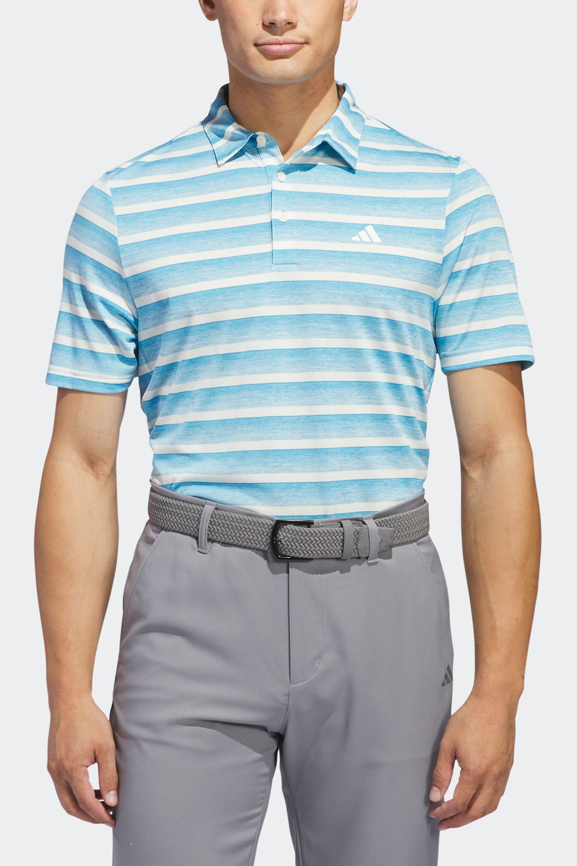 adidas Golf Two Colour Striped Polo Shirt - Image 3 of 7