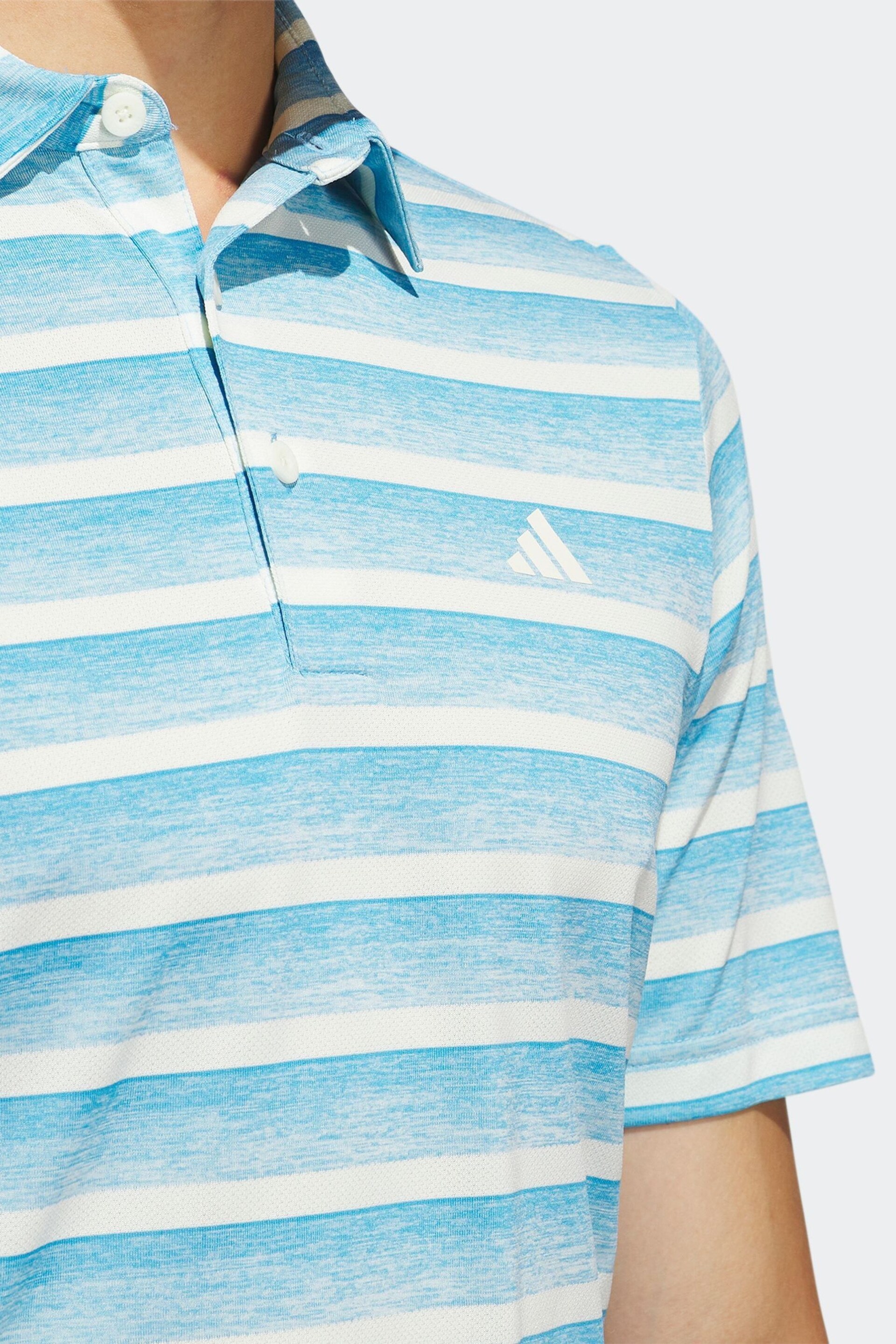 adidas Golf Two Colour Striped Polo Shirt - Image 6 of 7