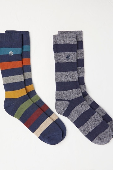 Buy FatFace Blue Stripe Thermal Socks 2 Pack from the Next UK online shop