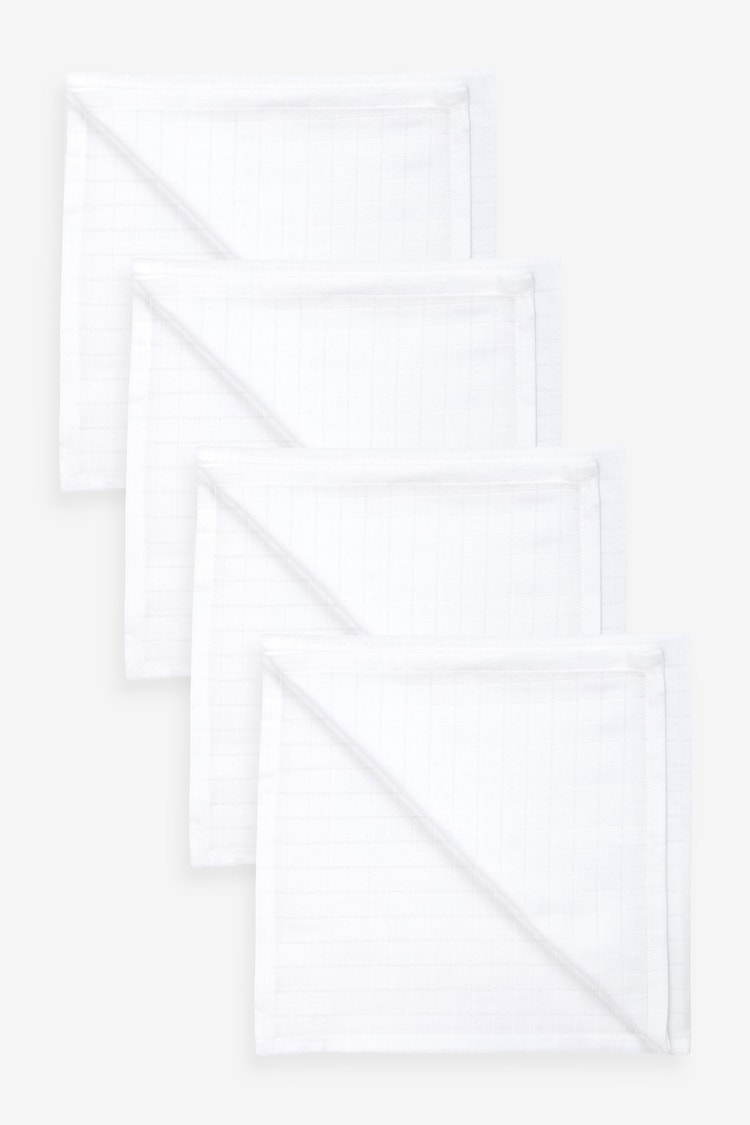 White Baby Muslin Cloths 4 Packs - Image 1 of 3