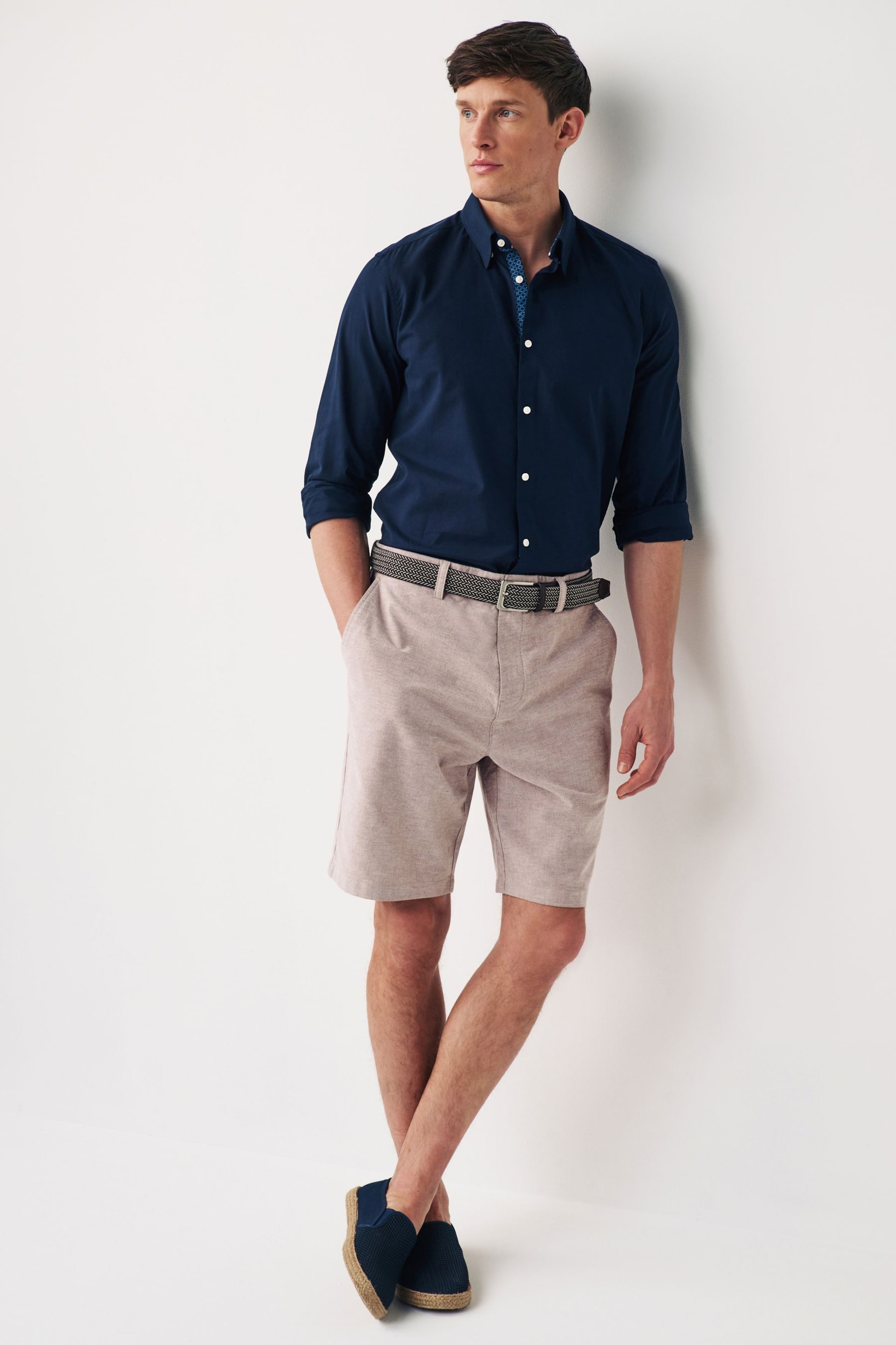 Clay Cotton Oxford Chino Shorts with Belt Included - Image 2 of 7