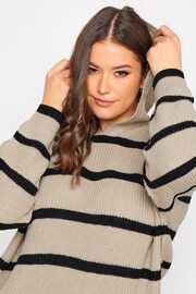 Yours Curve Cream Stripe Hooded Jumper - Image 4 of 4