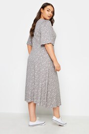 Yours Curve Grey Floral Maxi Wrap Dress - Image 2 of 4