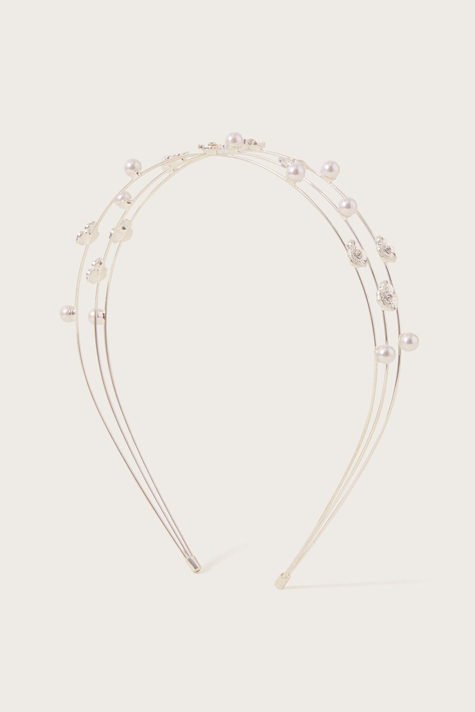 Monsoon Silver Tone Diamanté Multi Wire Headband - Image 1 of 2