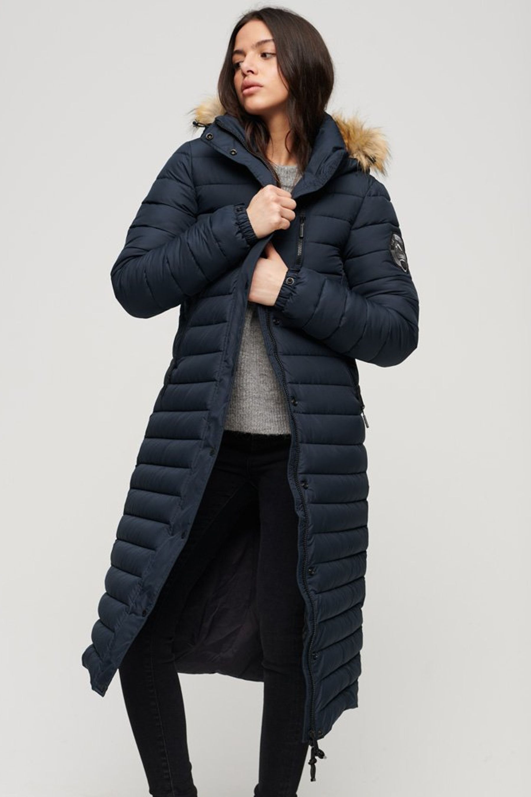 Superdry coat blue online