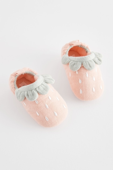 Pink Strawberry Character Slip-On Baby Shoes (0-24mths)