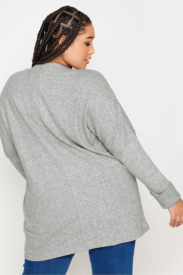Yours Curve Grey Studded Batwing Jumper