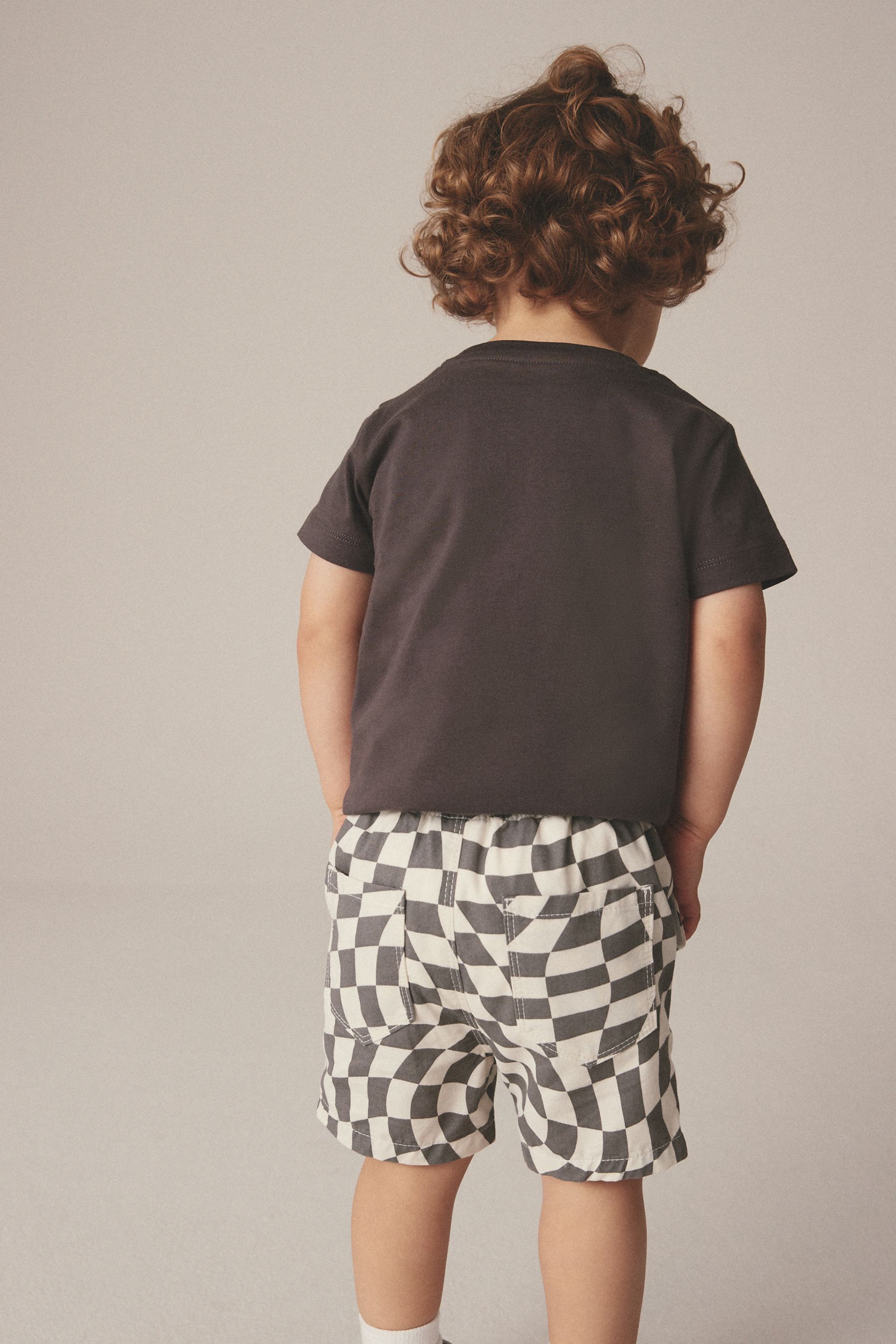 Buy Black White Checkerboard 100 Cotton Pull On Shorts 3mths 7yrs from Next Luxembourg