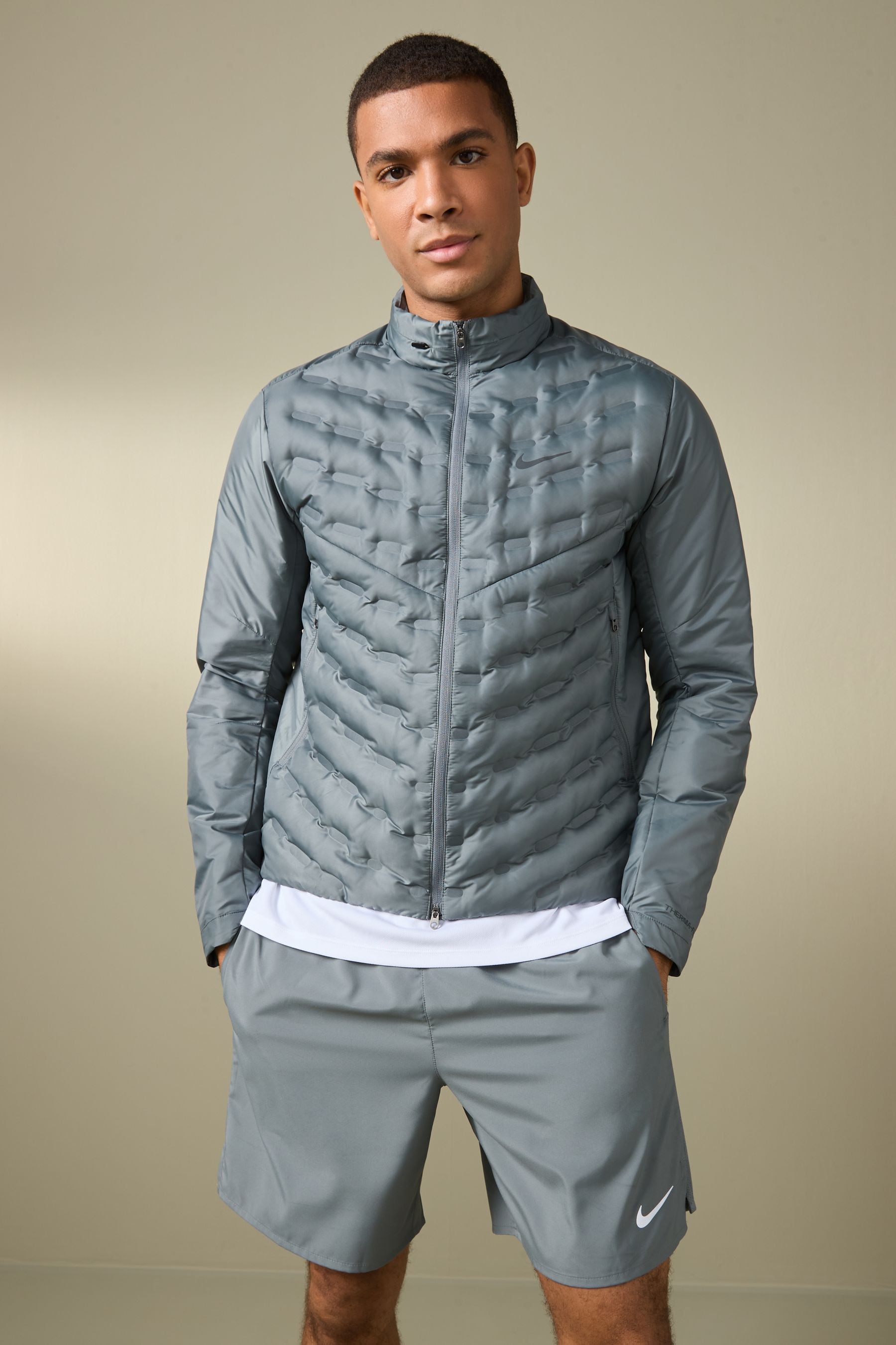 Grey Nike Therma FIT Aeroloft Running Jacket