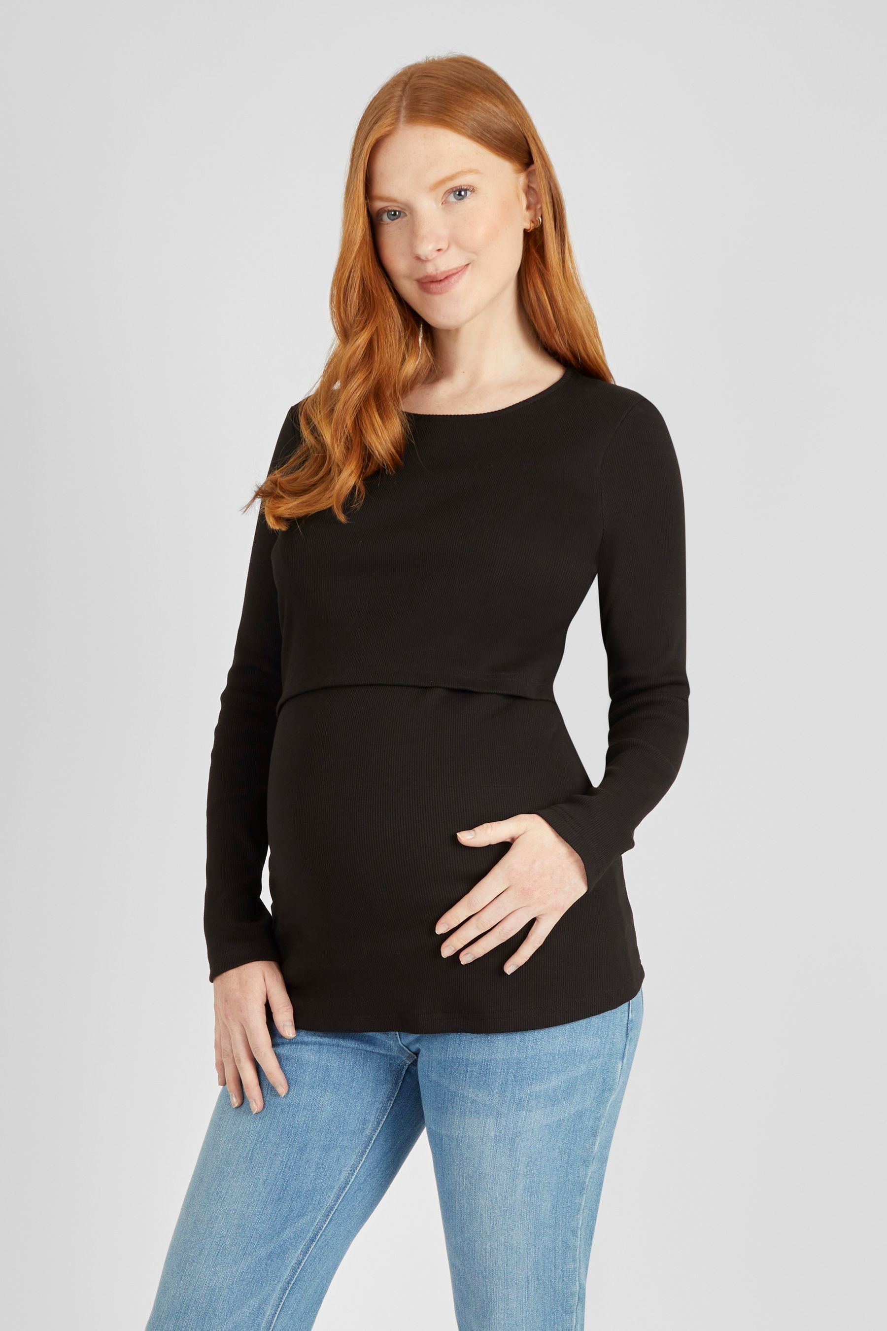 Buy JoJo Maman B b Black Ribbed Maternity Nursing Top from the