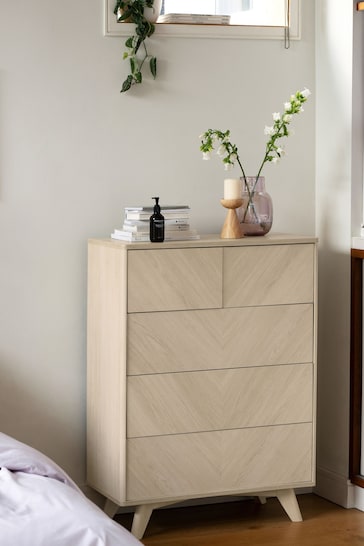Natural Anderson Oak Effect 5 Drawer Chest of Drawers