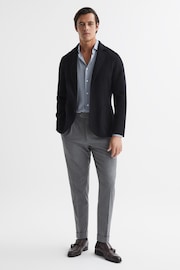 Reiss Navy Flutter Slim Fit Wool Blend Single Breasted Blazer - Image 3 of 7