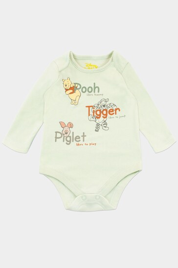Character White Baby Winnie The Pooh Sleepsuit Bodysuit Hat And Bib 4 Piece Set
